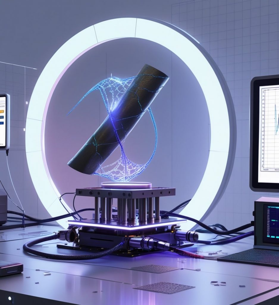 A diagram comparing EIT and grid-based sensors for strain sensing . It shows carbon-black-filled elastomer composites and real-time impedance measurements using Sciospec’s ISX-3EIT