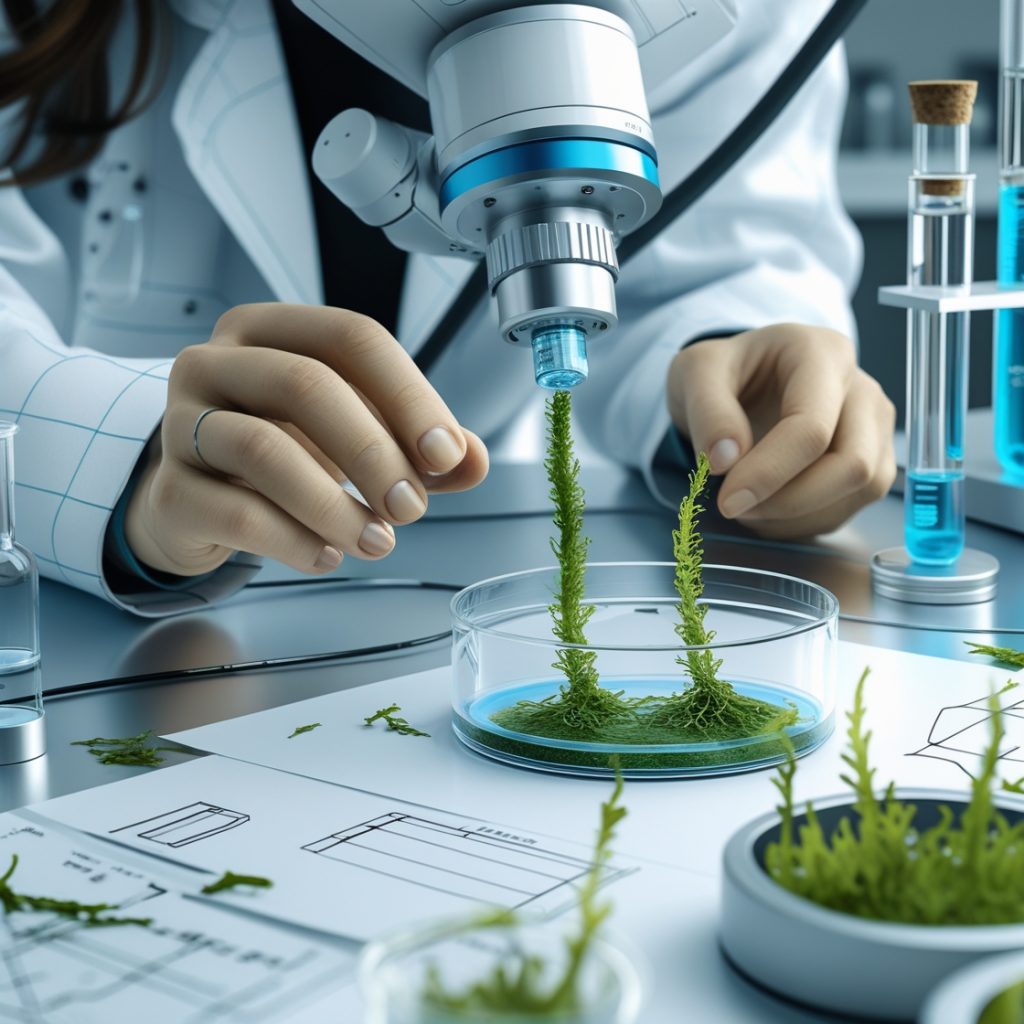 Close-up of Seaweed Tissue Analysis using electrical impedance spectroscopy (EIS), with Sciospec ISX-3 Impedance Analyzer supporting measurements.