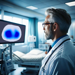 Doctor Analyzing Electrical Impedance Tomography (EIT) Scan